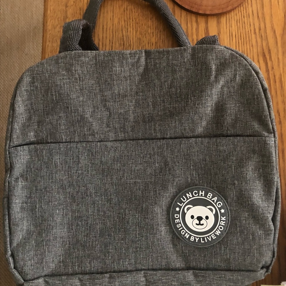 Grey lunch box 8.5 X 9 X 4